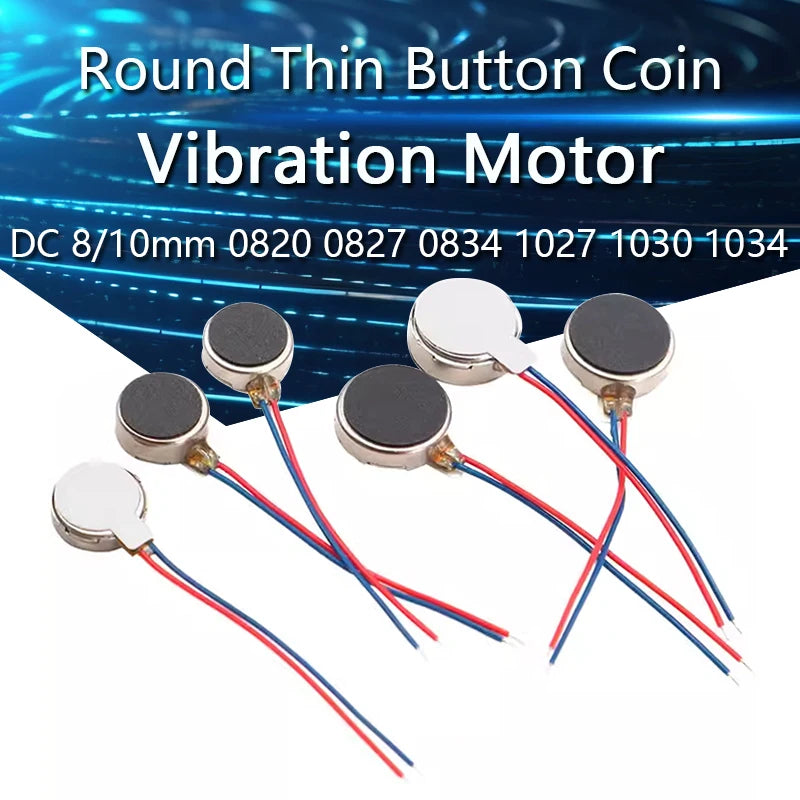DC 3V 3.7V 8mm/10mm 0820 0827 0834 1027 1030 1034 Round Thin Vibration Motor Button Coin Vibrating Motor Vibrator Phone Massager