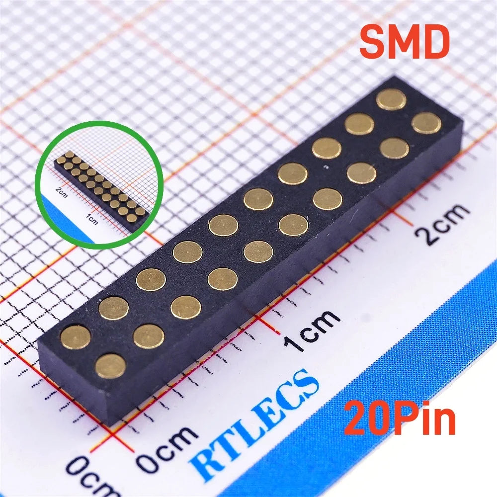 5Pcs Target PAD Connector 2.54 Grid 4 6 8 10 12 14 16 20 Pole Female Spring Pogo Pin Header Socket Power Charge DIP SMD Dual Row