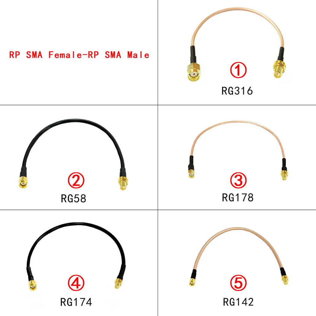 Wifi Router Extension RP SMA Male to Reverse Female Pigtail Cable Adapter RG316  RG174 RG178 RG58 RG142