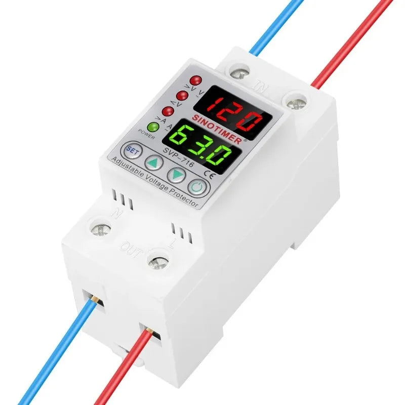 110VAC 120V Dual/Three Display Adjustable Over Voltage Current Under Voltage Protector KWh Energy Meter 40A 63A Protection Relay