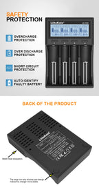 LiitoKala Lii-CH4 Smart Charger for 18650/21700/26650/AA/AAA/Ni-MH/Li-ion,1.2V/1.5V 4-Slot Fast Charge, USB-C, Auto Detect