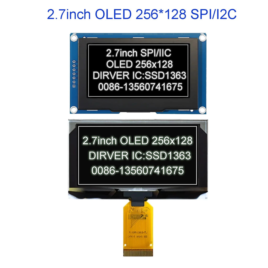 2.7 Inch 256*128 OLED Display Screen COG SPI IIC I2C interface 4PIN 7PIN 30PIN LCD Panel 256x128