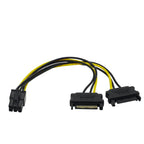 1/2/5/10pcs Double 15Pin SATA Male To 6Pin PCI-E Male Video Card Power Supply Adapter Cables Graphics Adapter Extension Cord