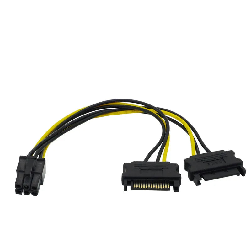 1/2/5/10pcs Double 15Pin SATA Male To 6Pin PCI-E Male Video Card Power Supply Adapter Cables Graphics Adapter Extension Cord