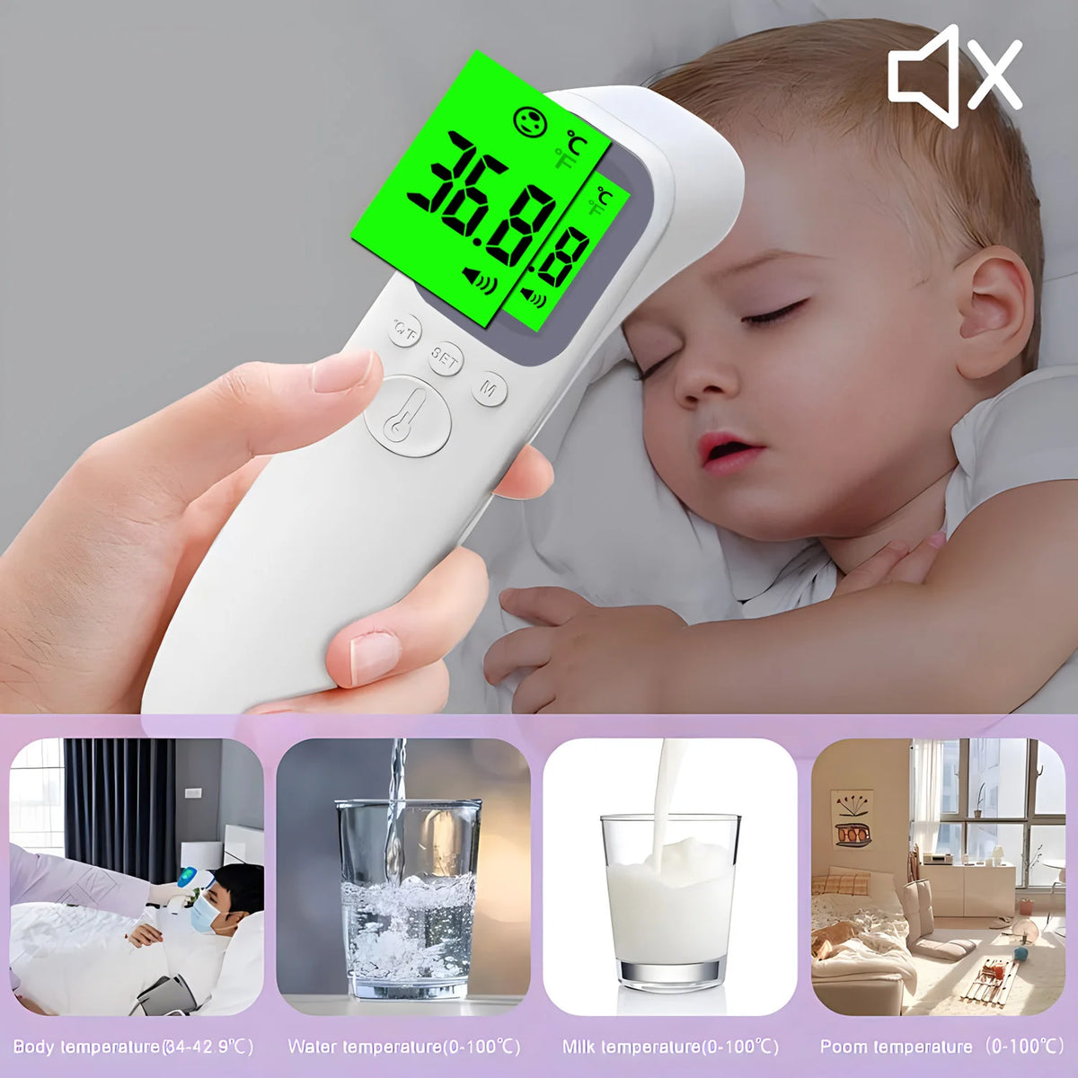 Backlit Digital Forehead Thermometer Non-contact Human body Temperature Meter Electronic Medical Baby Adult Fever Thermometer