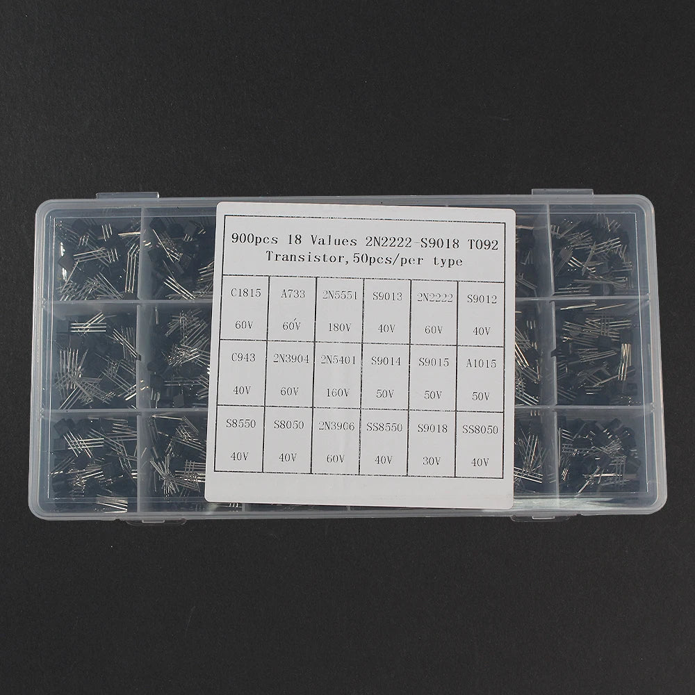 200-900PCS/BOX TO-92 Transistor Assortment Set BC547 BC327 BC337 2N2222 3904 3906 C945 PNP/NPN Transistors DIY Electronics Kit