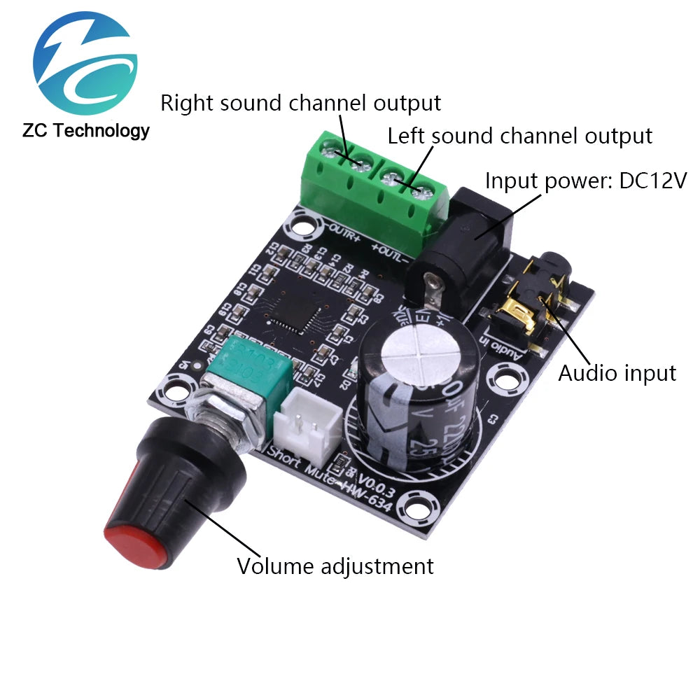 DC7.5-15V XH-M120 PAM8610 Audio Stereo Amplifier Module 15W +15W Digital 2 Channel Class D Amplifier Board With Volume Control