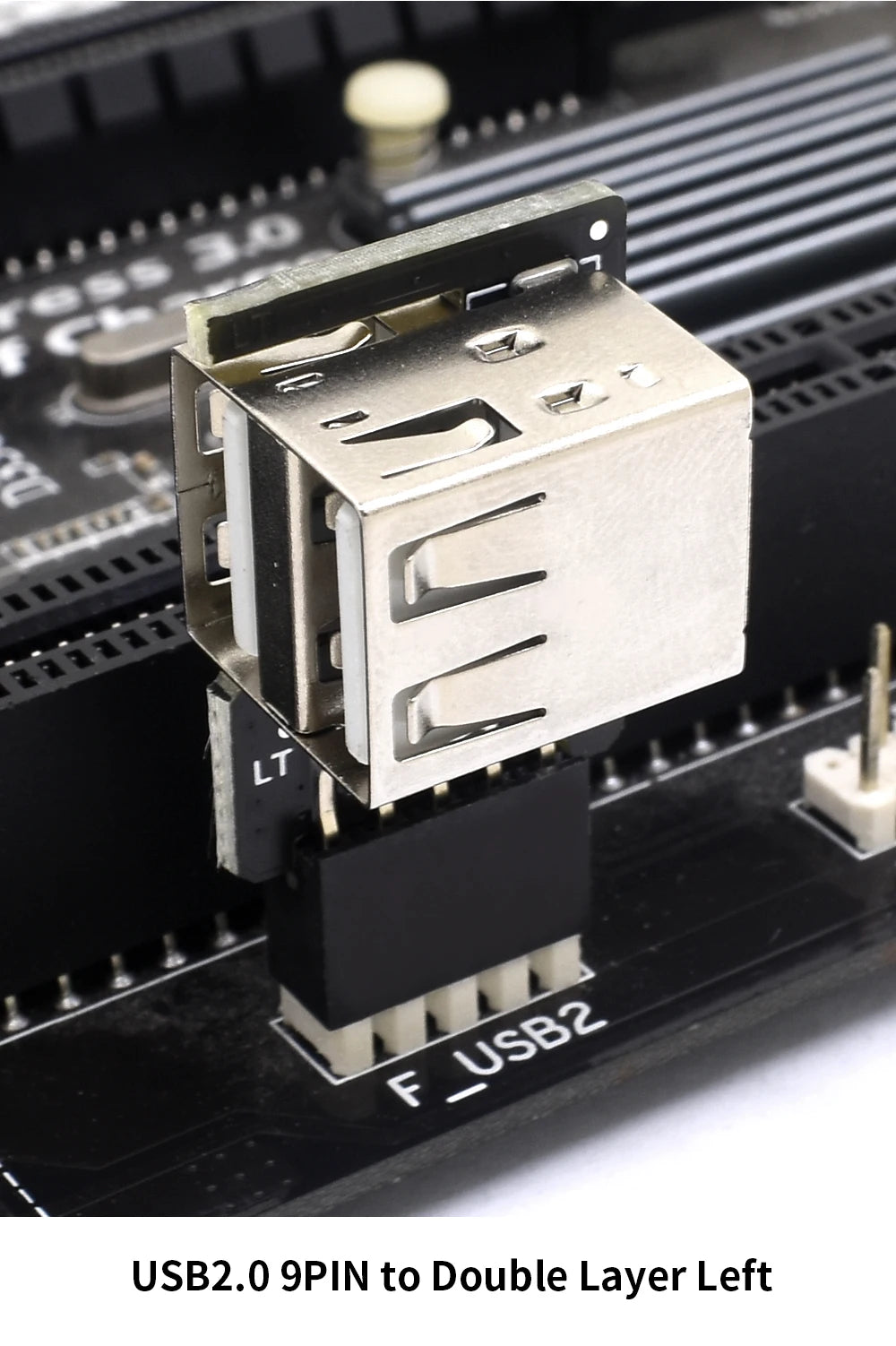TISHRIC 9Pin To 2 Ports USB 2.0 Expansion Card USB 2.0 Motherboard Header 9pin to 2 Ports USB 2.0 Dual USB A 9 Pin Female Adapt