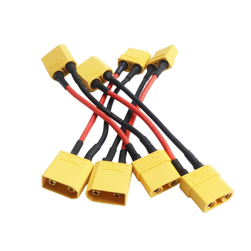 4pcs XT60 XT30 XT90 Battery Connector 100mm Silicone Wire Male/Female Dual Extension for Battery Charger Motor Expand DIY
