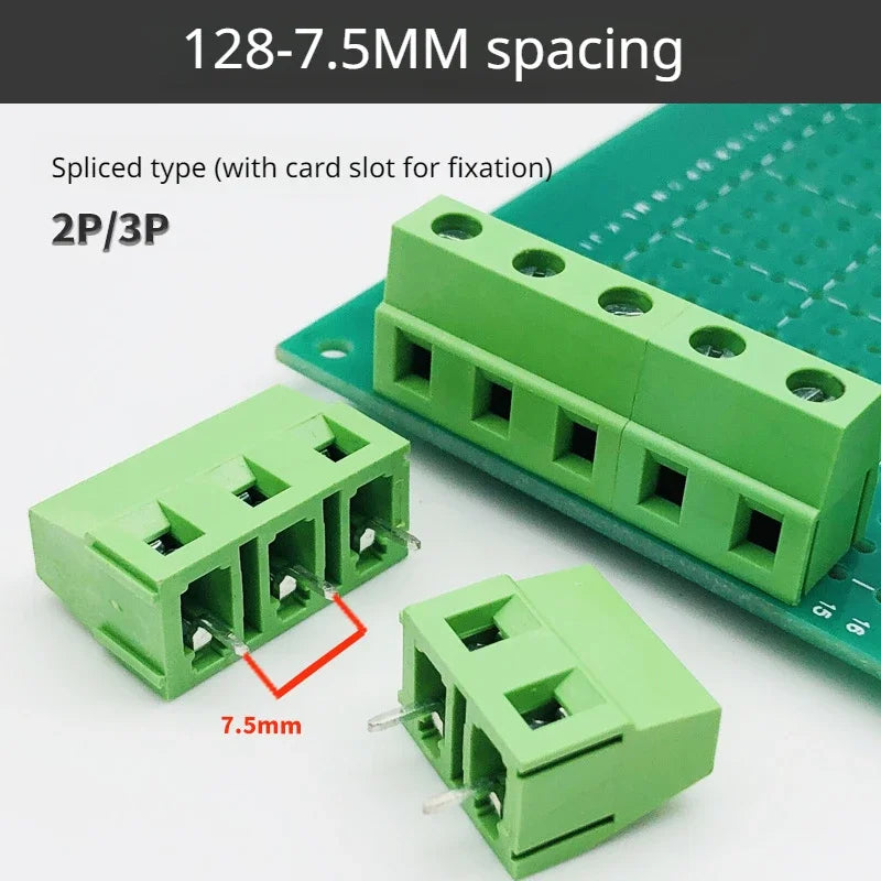 5pcs/lot Screw Type PCB Terminal Blocks Can Be Spliced Green KF128/JM128-2.54/3.5/3.81/5.0/5.08/7.5