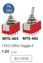 1 PCS,12Pin,Toggle Switches,Red,2/3 Position,ON-ON DPDT Mini Toggle Switches,6A/125V-2A/250V AC,MTS-402,Push Button Switch