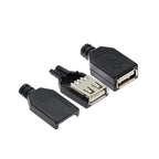 10pcs Type A Male Female USB 4 Pin Plug Socket Connector With Black Plastic Cover Type-A DIY Kits