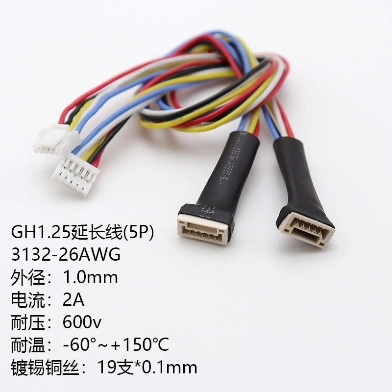 5pc 2-8P GH1.25 WT Latch Female Male Extension 26AWG 20cm Silicon Cable JST GHR-15V-S SSHL-002T-P0.2 Crimp High Temp Resis Wire