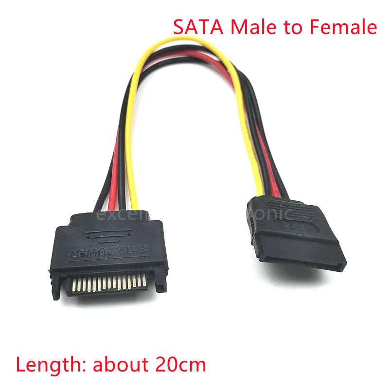 1PCS SATA Hard Drive Power Cable 15 Pin Male to Female Extension Data Cable PH/XH/VH Sata to 4/6P 8P Graphics Card Power Cable
