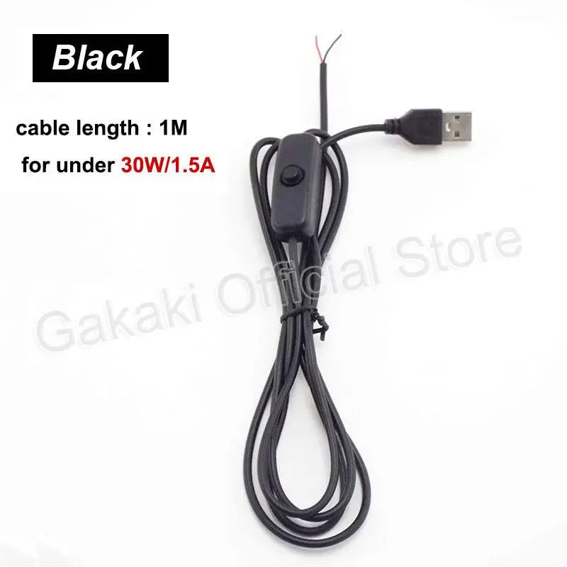 LED Strip USB Connector Cable Extension 2 Pin Power Supply Wire On/Off Switch Electrical 5V Wire For LED Lighting