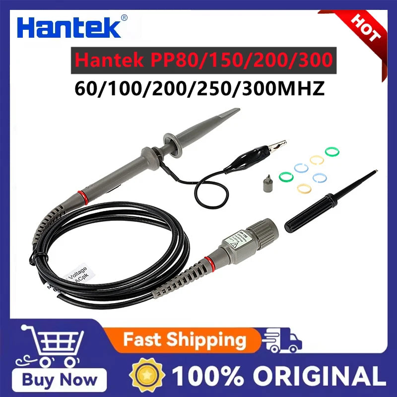 Hantek PP80-150-200-250-300 High Voltage Probe 60MHz-300MHz Kit Attenuation 10:1 Suitable For 1008c 6074be Various Oscilloscopes