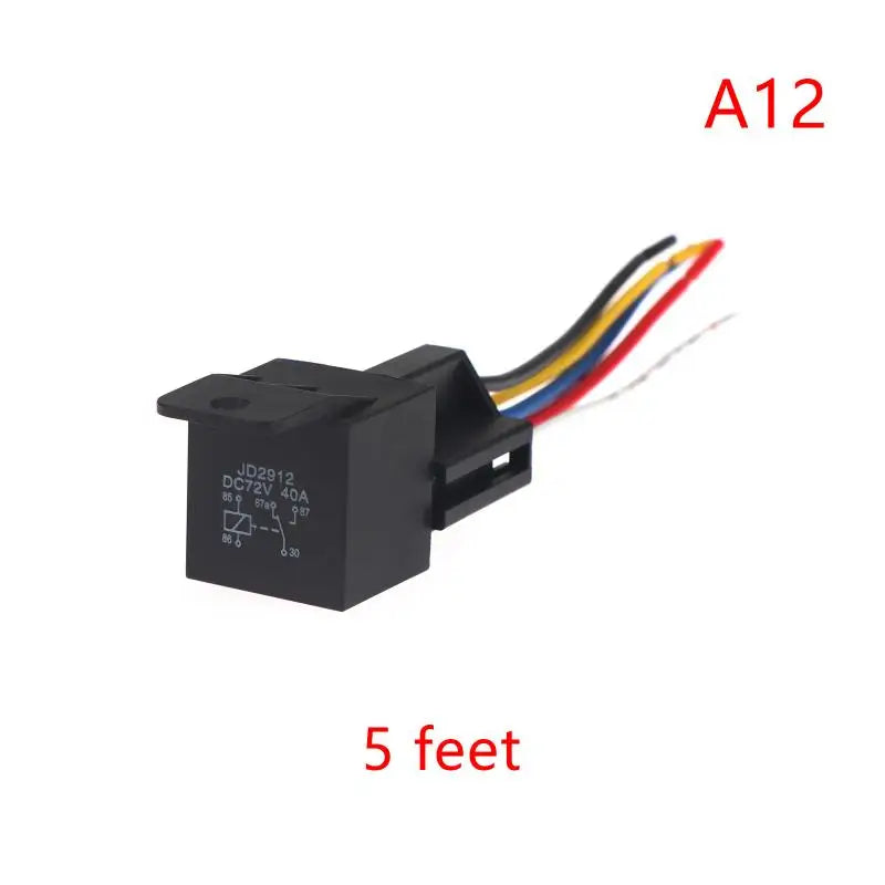 12/24/36/48/60/72V 4Pin 5Pin 40A Automotive Relay With Interlocking Socket Heavy Duty For Truck Car Van Moto Boat Relay