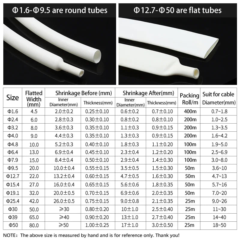 1/3/5/10M 3:1 White Dia 1.6mm - 39mm Heat Shrink Tube Adhesive Lined Polyolefin Thermal Cable Insulated Waterproof Sleeve White