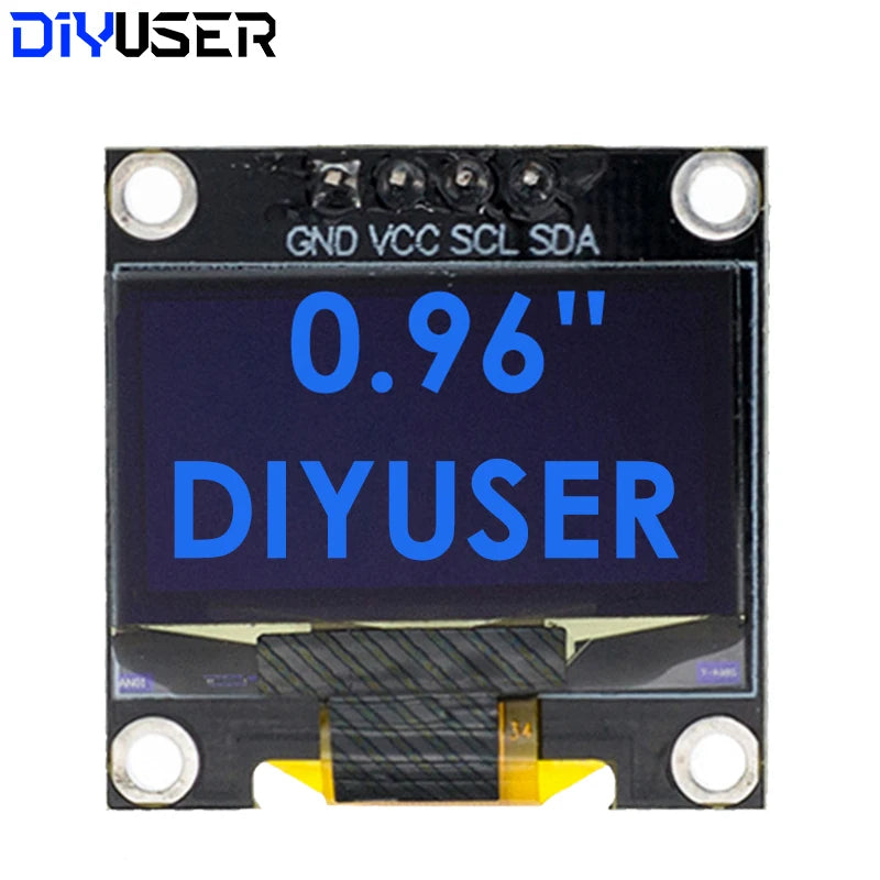 DIYUSER 0.96 Inch OLED SSD1306 White/Blue/Yellow 128X64 IIC I2C Serial Display Module 12864 LCD Screen Board For Ard