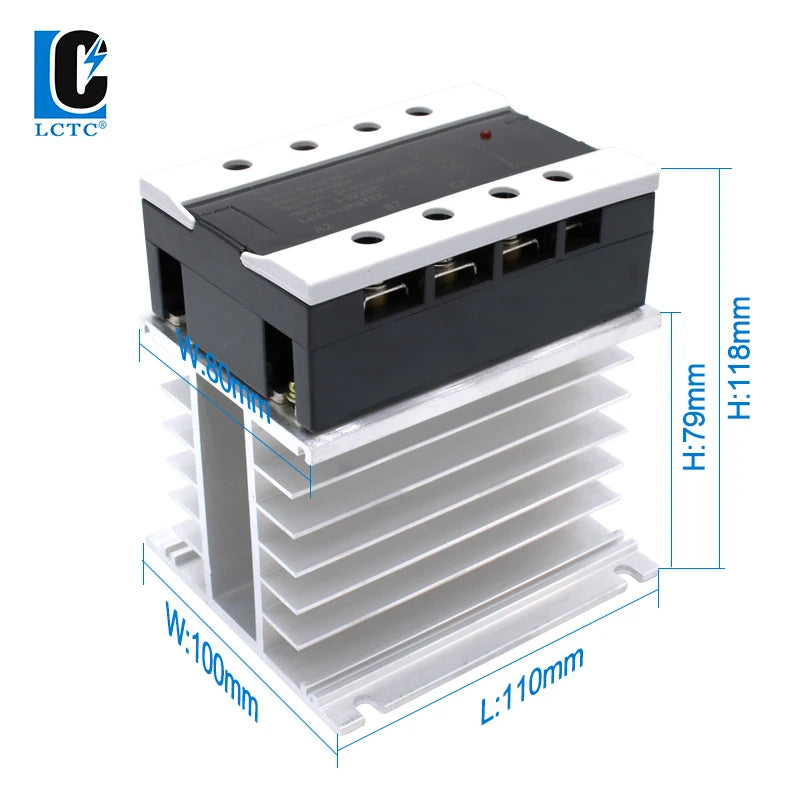 LCTC Three-phase Solid State Relay DC to AC AC to AC With Radiator 10A 25A On-off SSR 3-32VDC 24-480VAC