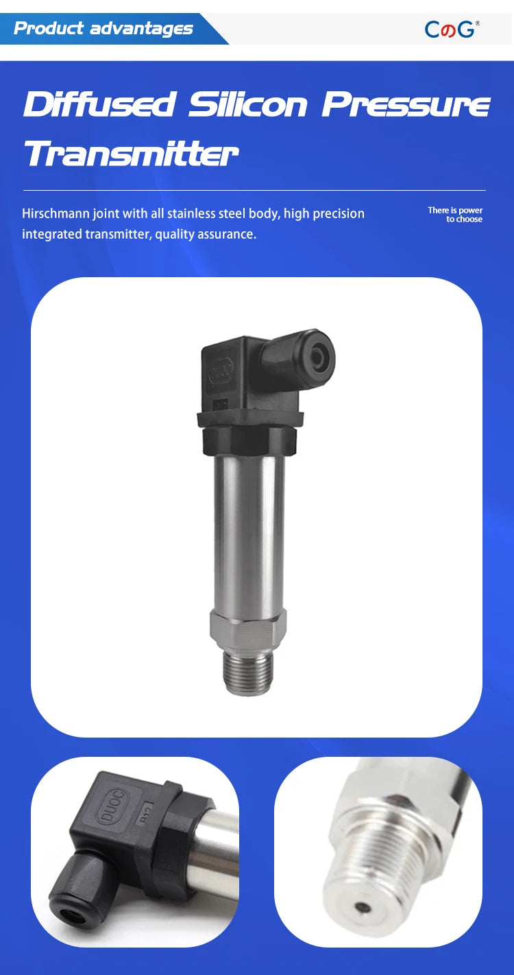 CG Diffused Silicon Pressure Transmitter Thread G 1/4" High Precision Vacuum Hydraulic Oil Pressure Sensor 4-20mA/0-10V Output