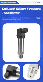 CG Diffused Silicon Pressure Transmitter Thread G 1/4" High Precision Vacuum Hydraulic Oil Pressure Sensor 4-20mA/0-10V Output