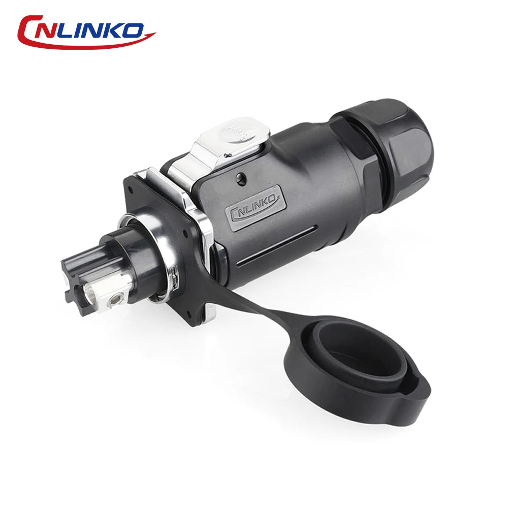 CNLINKO M28 IP68 Circular Heavy Duty Power Connector 50A Male/Female Screw Terminal for EV Charging,Solar & Battery Storage