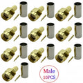 10pcs/lot SMA Male Plug SMA Female RP SMA Male Female Connector Crimp for RG58 LMR195 RG142 RG400