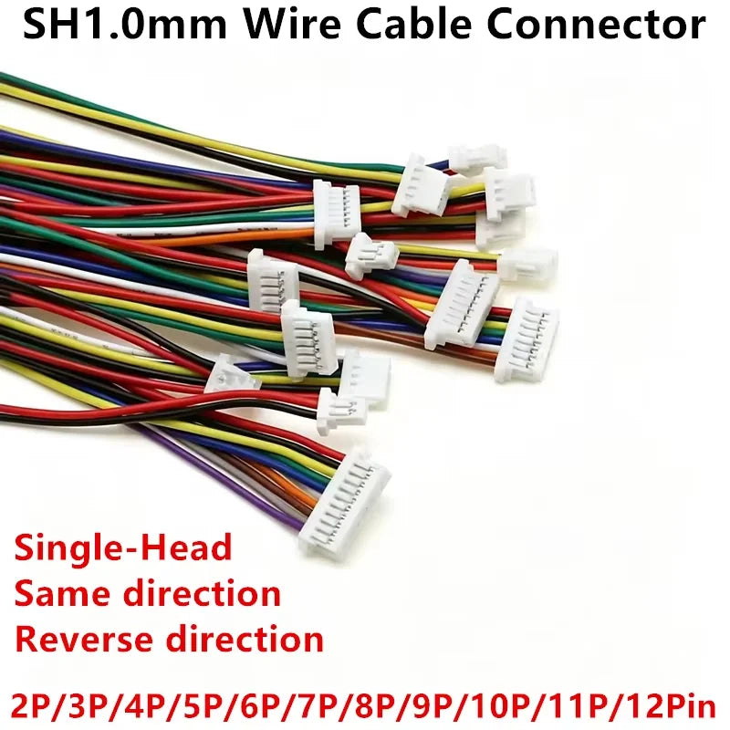 10PCS SH 1.0mm Wire Cable Connector DIY SH1.0 JST 2/3/4/5/6/7/8/9/10/11/12Pin Electronic Line Double Connect Terminal Plug 28AWG