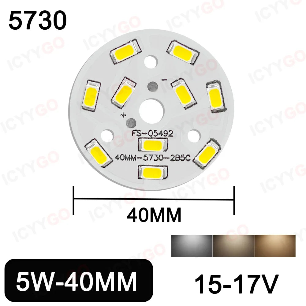 3W 5W LED PCB Board Soldering Wire Plug Wire 32MM 40MM 50MM Bulb Light Source 5730 SMD Light Board, DIY Aluminum PCB