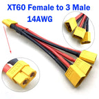 T Plug XT60 XT90 Parallel Battery Connector Male/Female Double Extension Cable Y-Divider/RC Battery Motor3-Way 10AWG 12AWG 14AWG