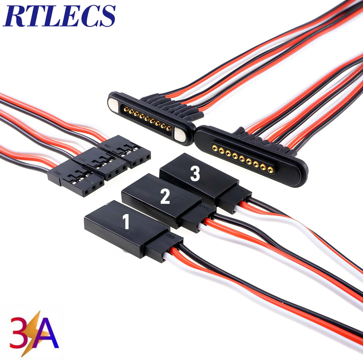 3A Magnetic Spring Loaded Pogo Pin Connector 24VDC LED Snap-on JST SM JR Servo Extended Cable 5/6/7/8/9 Pin Male Female Blind
