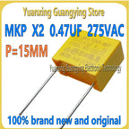 (10 pcs) 275VAC Polypropylene Film Capacitors X2 0.01 0.1 0.15 0.022 0.22 0.33 0.47 0.56 0.68 0.82 1μF 2.2μF Safety Capacitor
