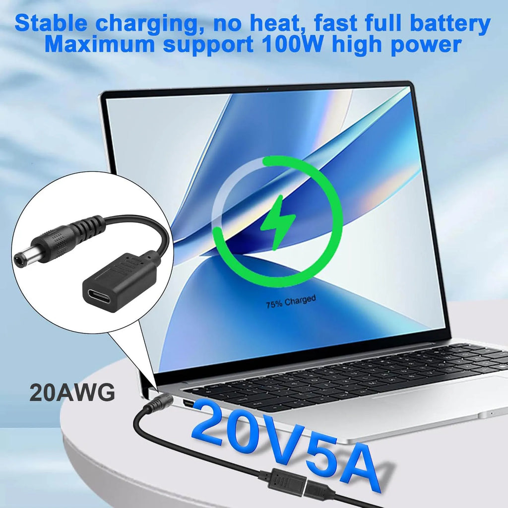 1pc USB Type C to DC 5.5mm X 2.1mm PD Trigger Power Charging Adapter Cable 20V 5A 100W 19-20V Laptop Drill Battery Router CCTV
