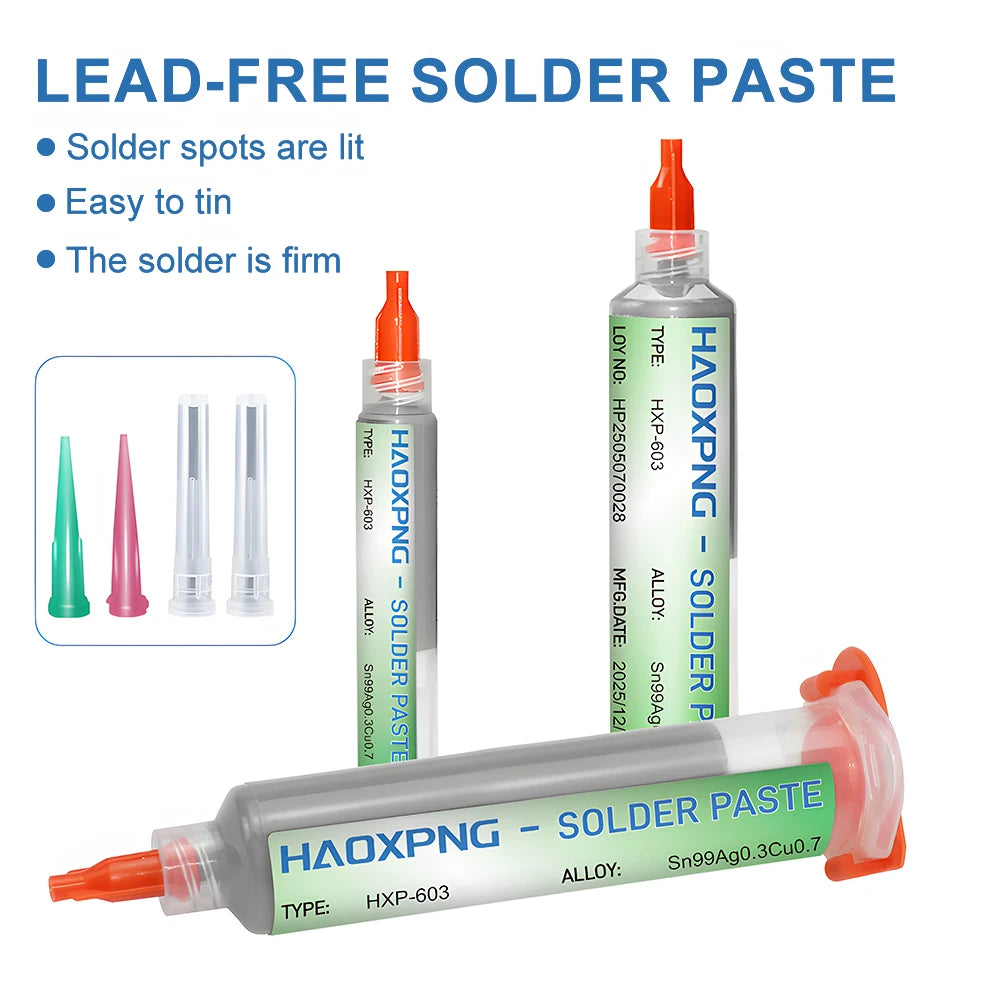 Sn99Ag0.3Cu0.7 Lead-Free Solder Paste, PCB/BGA/SMD Soldering, USB Interface Repair, Soldering, High-Quality Soldering Flux