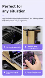 PD240W OTG C Type Adapter 90° 540° Rotating Type C Adapter Fast Charging USB C Adapter Extender for iPhone 17Pro Laptop Tablet