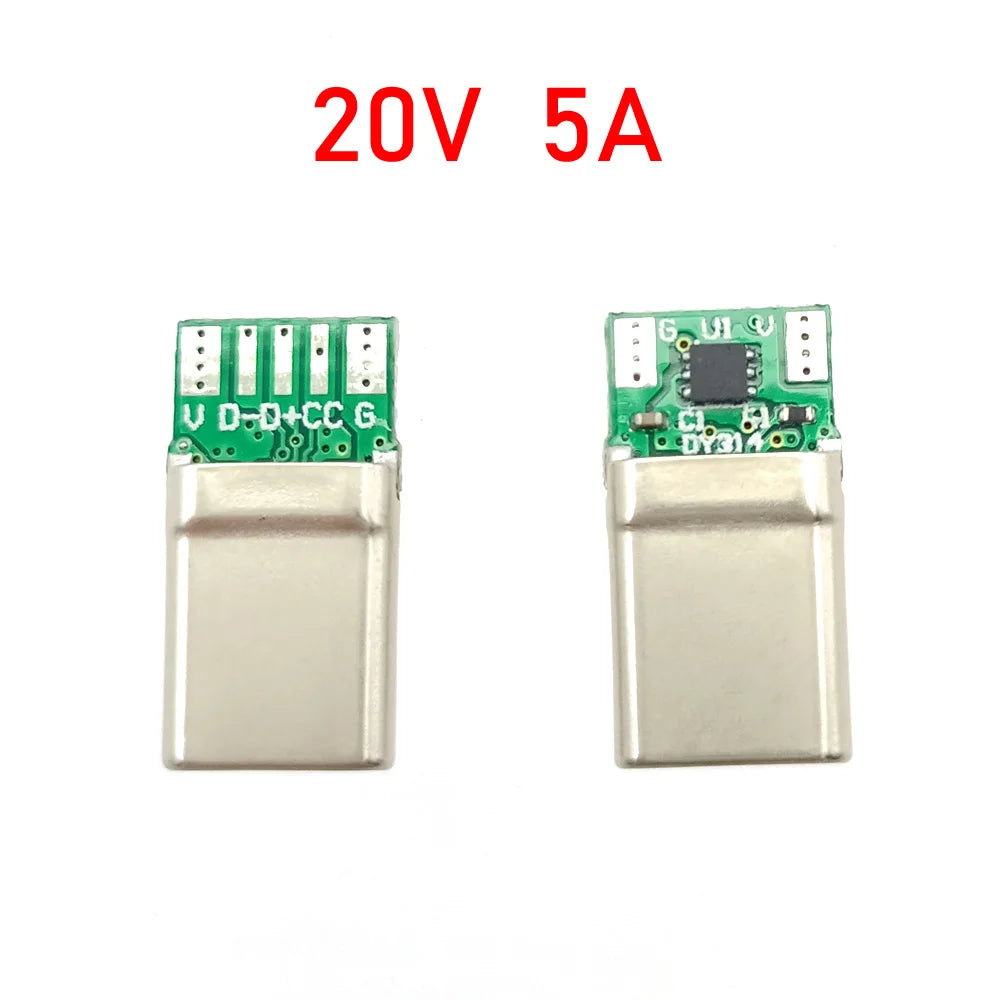 PD100W USB 3.1 Type-C 7Pin Connector Male Receptacle Adapter to Solder Wire Cable 20V 5A High Current Support PCB Board