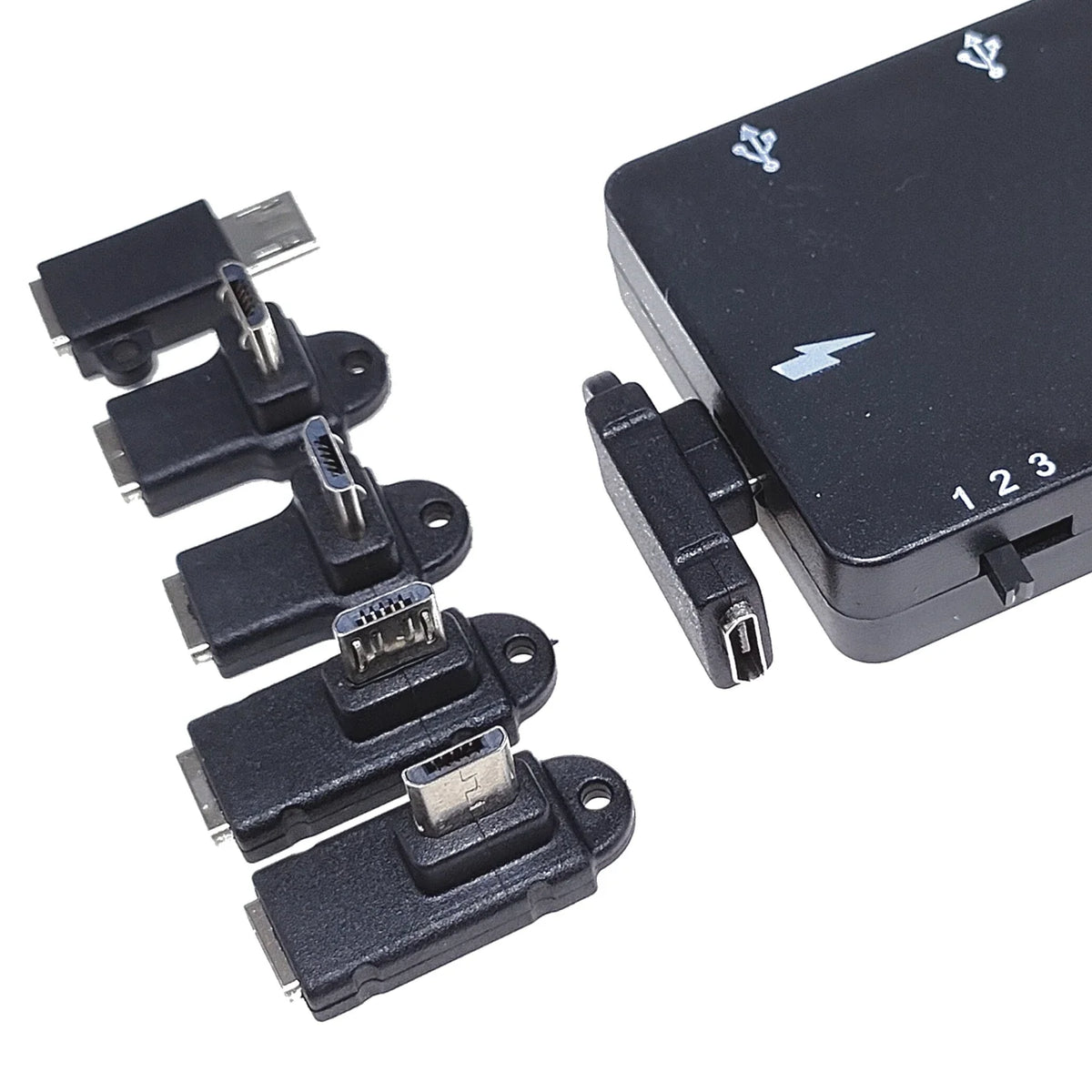Micro USB data adapter male female USB connector, female male 5-pin Micro USB connector, left and right corners, 90 degrees