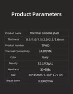 Thermal Silicone Pad 14.8 W/mk, 85*45mm, Non Conductive Heat Resistance High Temperature Resistance For Laptop Heatsink GPU CPU