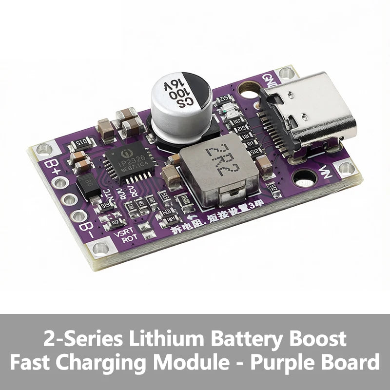 15W Type‑C USB 2‑3S BMS Lithium Battery Boost Charging Module 8.4V 12.6V 1.5A Fast Charge With Balance And Indicator