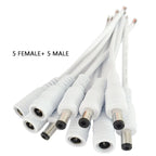 10pcs/lot Male Female DC Cable Power Adapter Connector 5.5x2.1mm Plug Adapter Wire for TV Camera LED Strip Tape Light wholesale