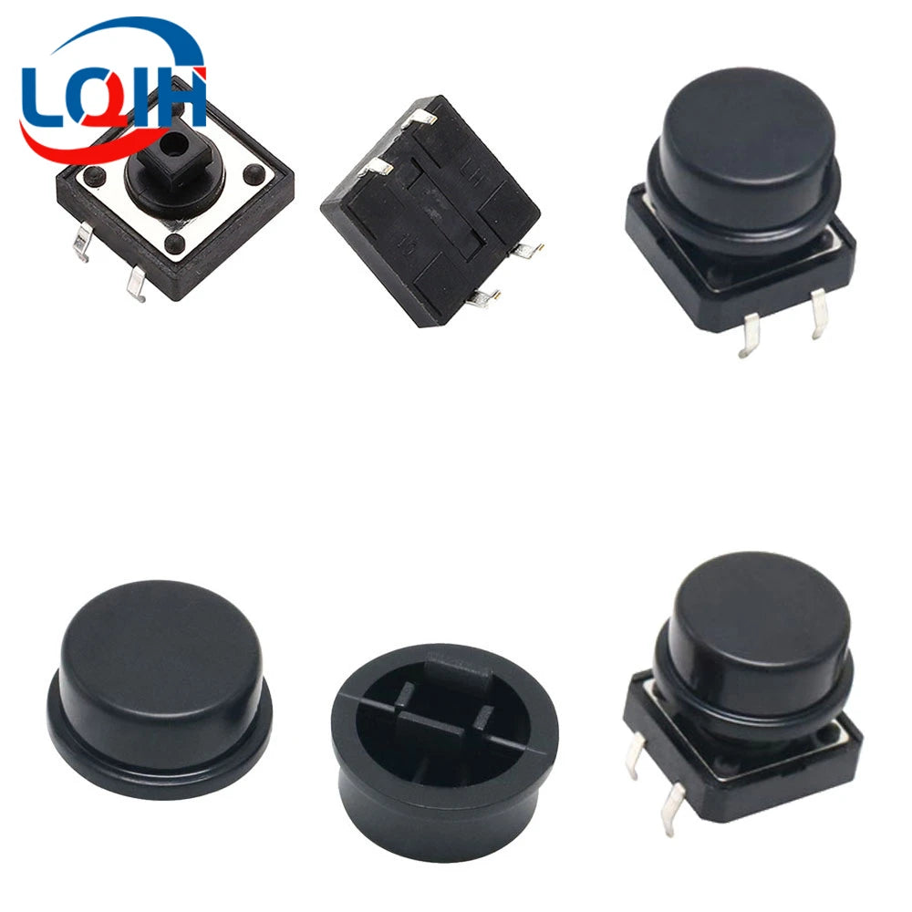 12*12*7.3MM Tactile Push Button Switch Momentary Micro switch button Tact Cap White Black Yellow Blue Red for Arduino Switch