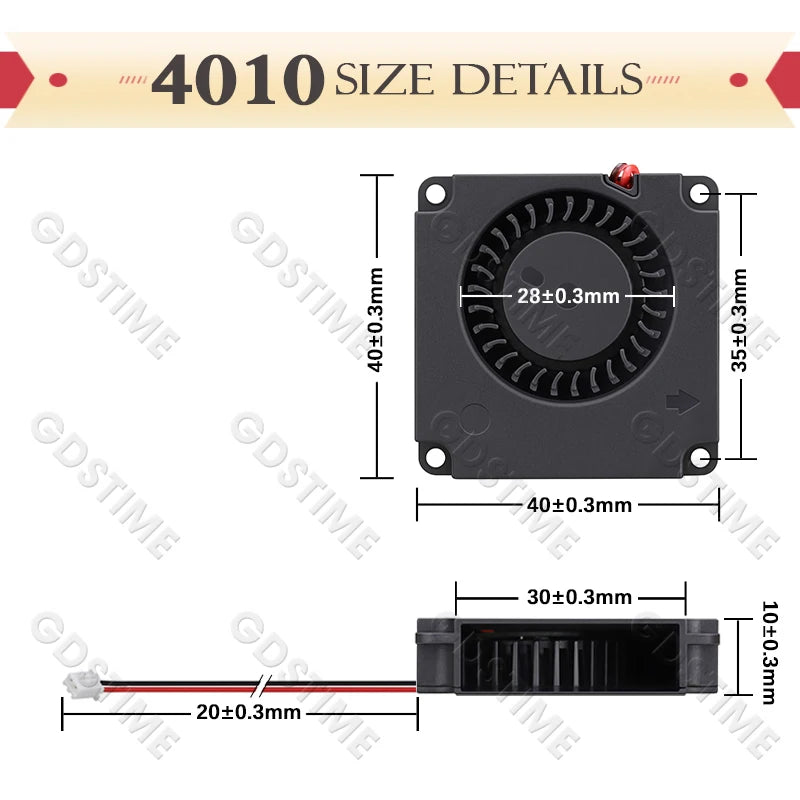 Gdstime 5015 24v Fan 4010 Snail Fan 2PIN DC 5V 12V 3D Printer Mini Fan 7015 7530 Cooling Fan 3010 5020 Turbo Fan Radial Cooler