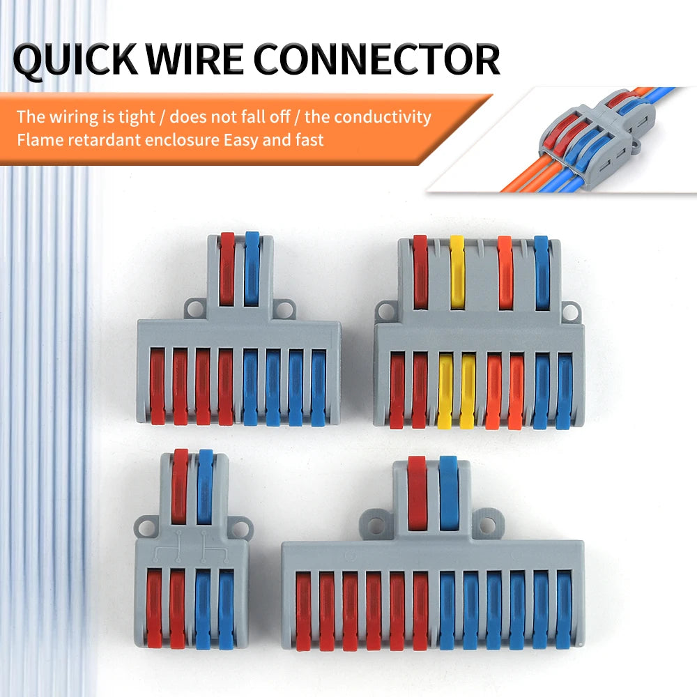 5PCS Quick Lever Electrical Connector Compact Conductor Wiring Terminal Block Universal Push-in Wire Connectors Cable Splitter