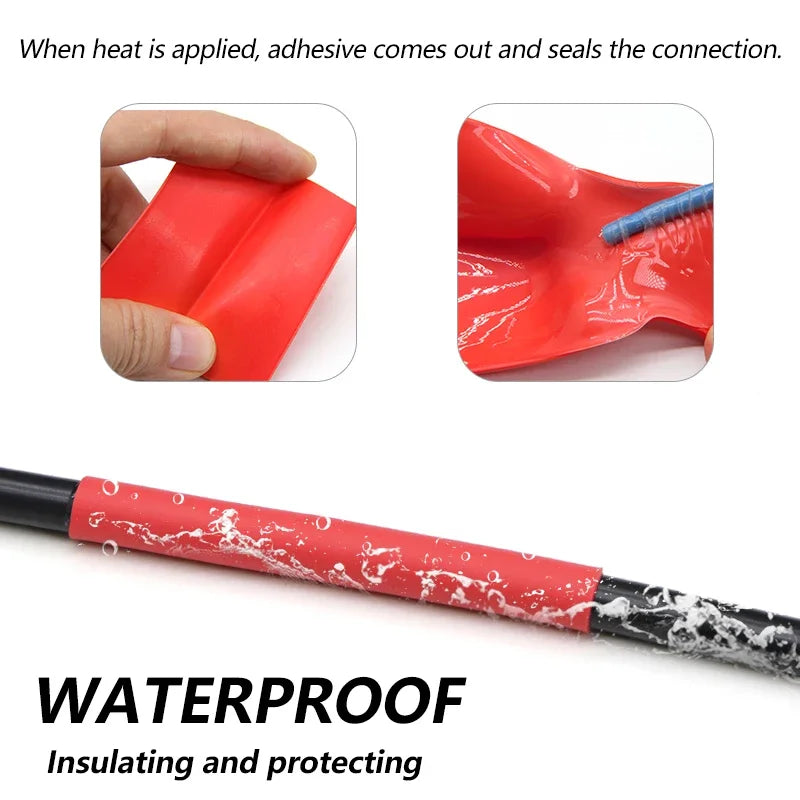 1~20m 3:1 Heat Shrink Tubing With Glue Red 1.6 ~ 39mm Double Wall Adhensive Lined Wire Polyolefin Cable Sleeve Waterproof