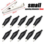 10Pcs Crocodile Type Clip 28 35 45mm Black Red Soft Plastic Coated Testing Probe Mini Alligator Test Clips