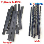 10PCS (5Pairs) 1x40 Single Row 2.54mm Pitch Male Female Breakable Pin Header PCB JST Connector Strip for Arduino Diy Black