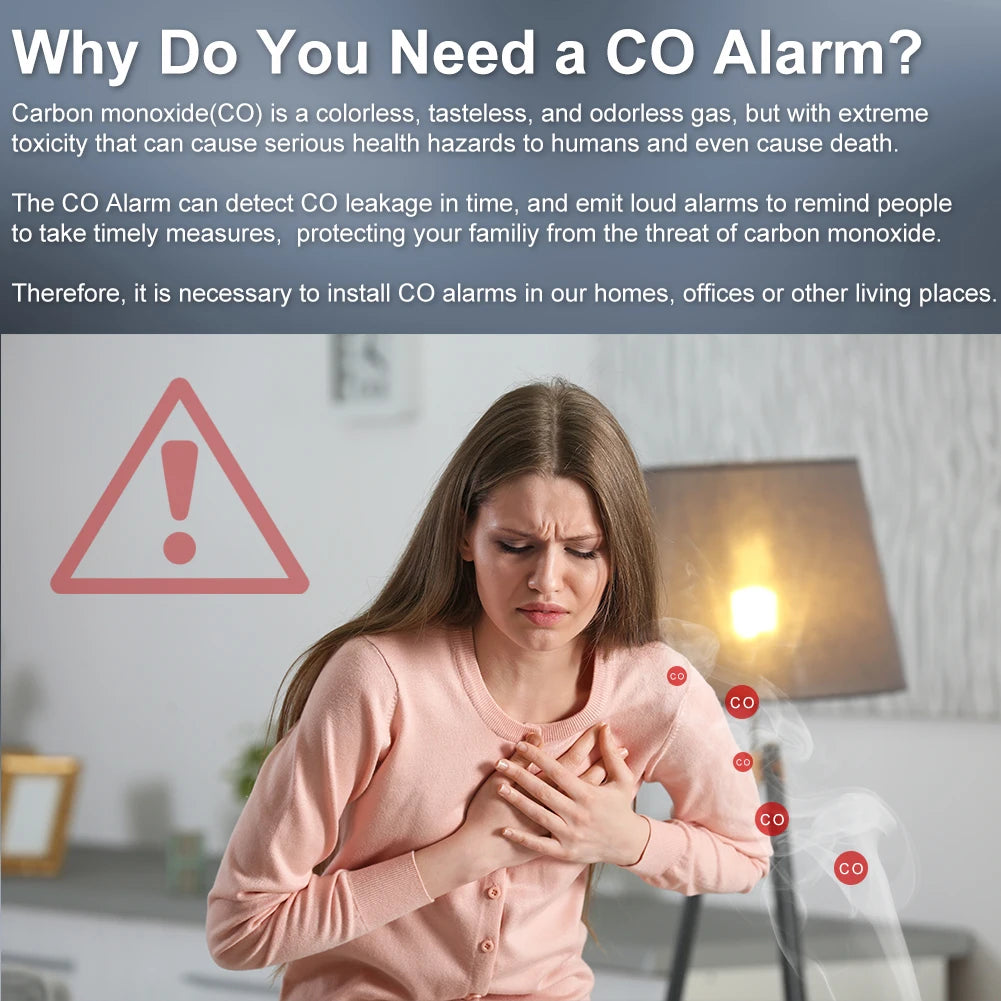 MOES ZigBee CO Detector Tuya Smart Carbon Monoxide Gas Alarm Sensor Wireless Household Leak Siren Smart Life App Phone Alerts