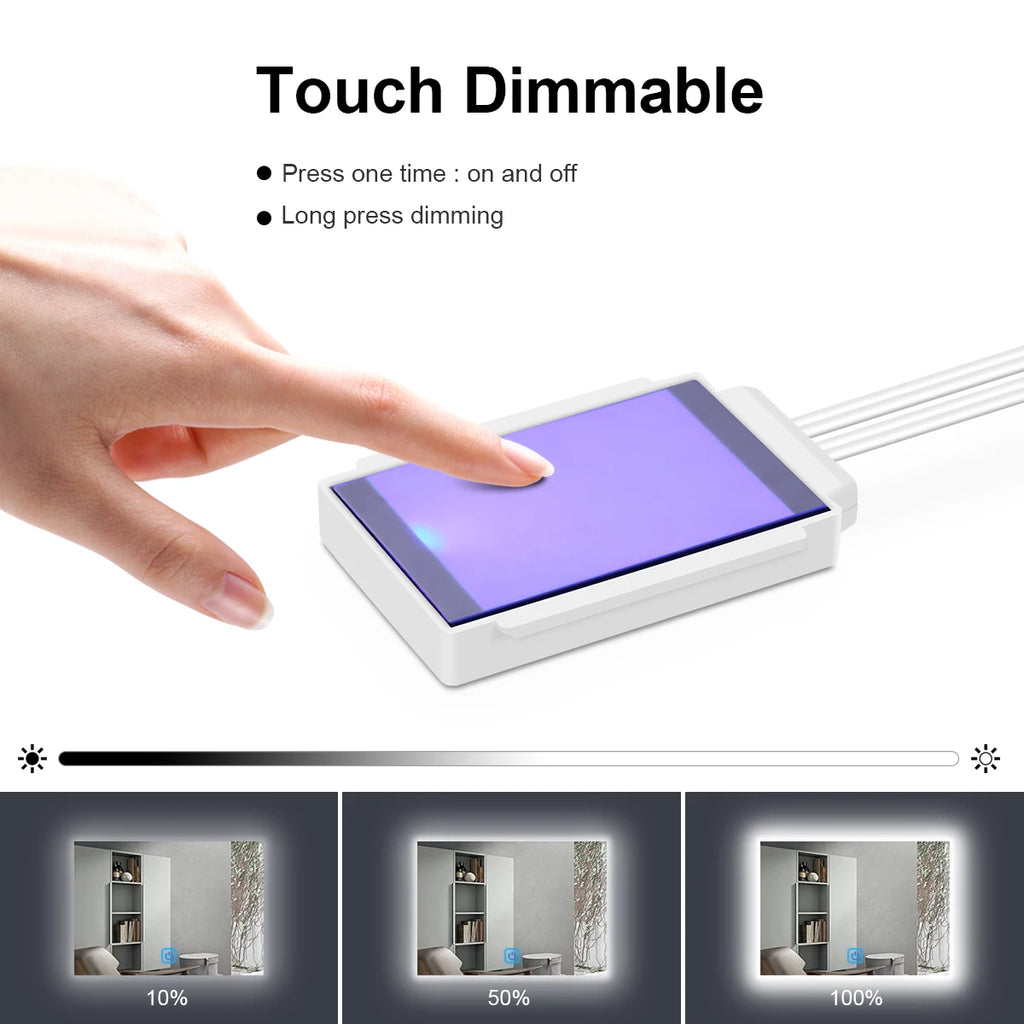 HOT DC12V-24V Dimmable Touch Sensor Switch For Single Color/ CCT Adjustable LED Strip Light Bathroom Mirror Backlight Switch