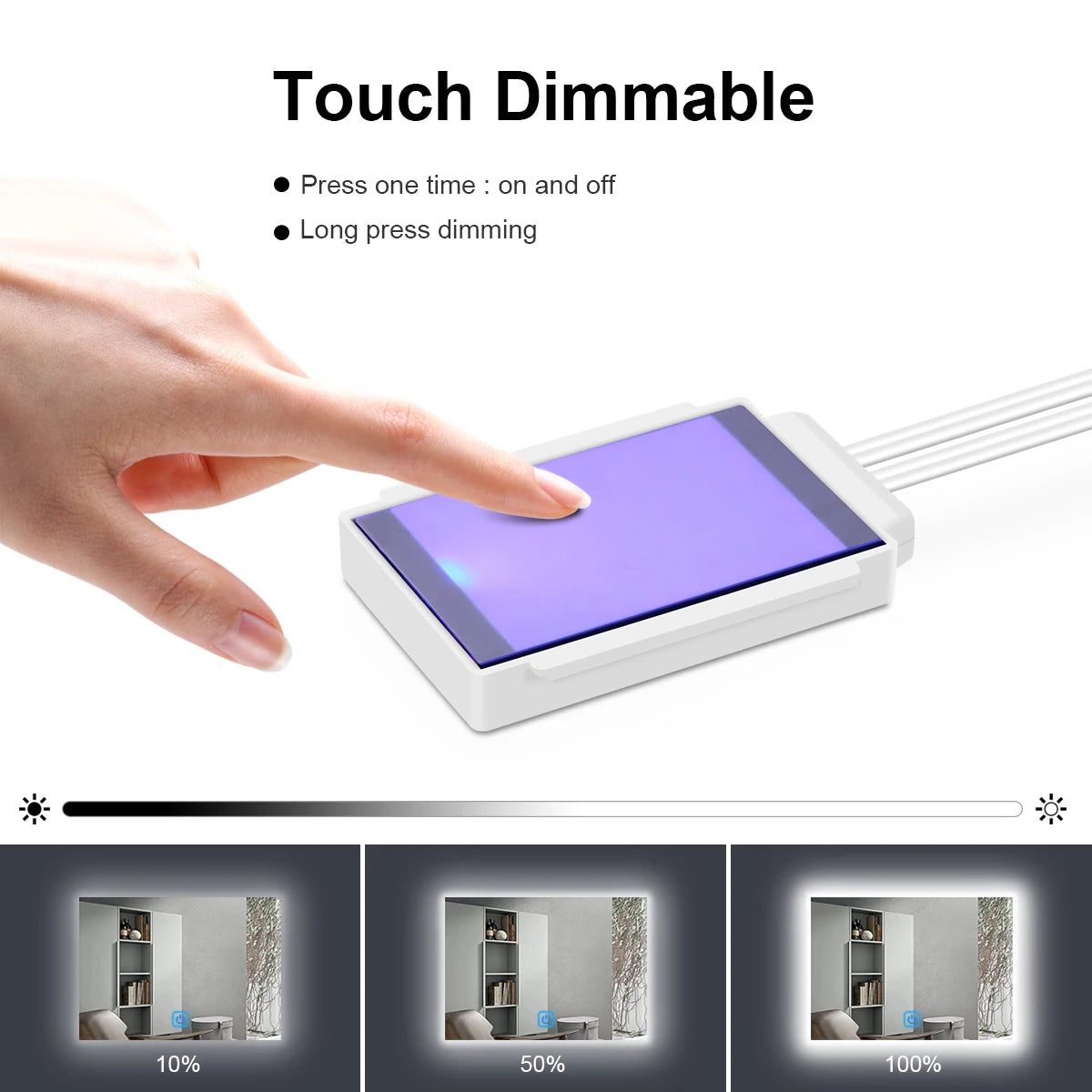 HOT DC12V-24V Dimmable Touch Sensor Switch For Single Color/ CCT Adjustable LED Strip Light Bathroom Mirror Backlight Switch